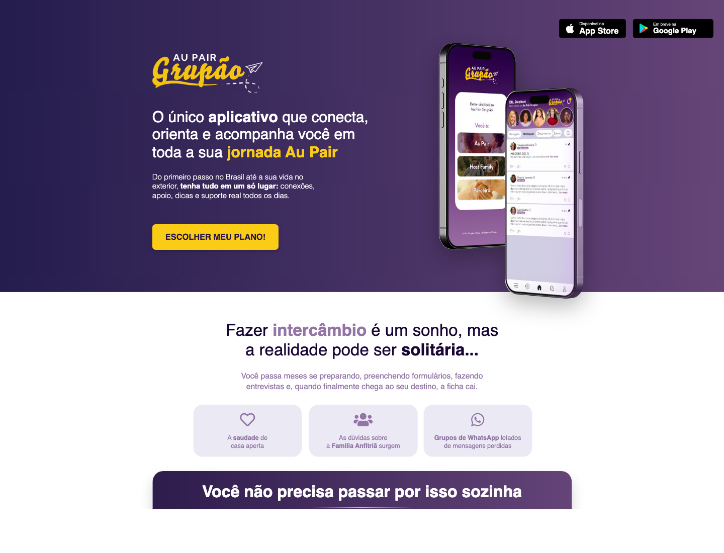 Landing page Au Pair Grupão